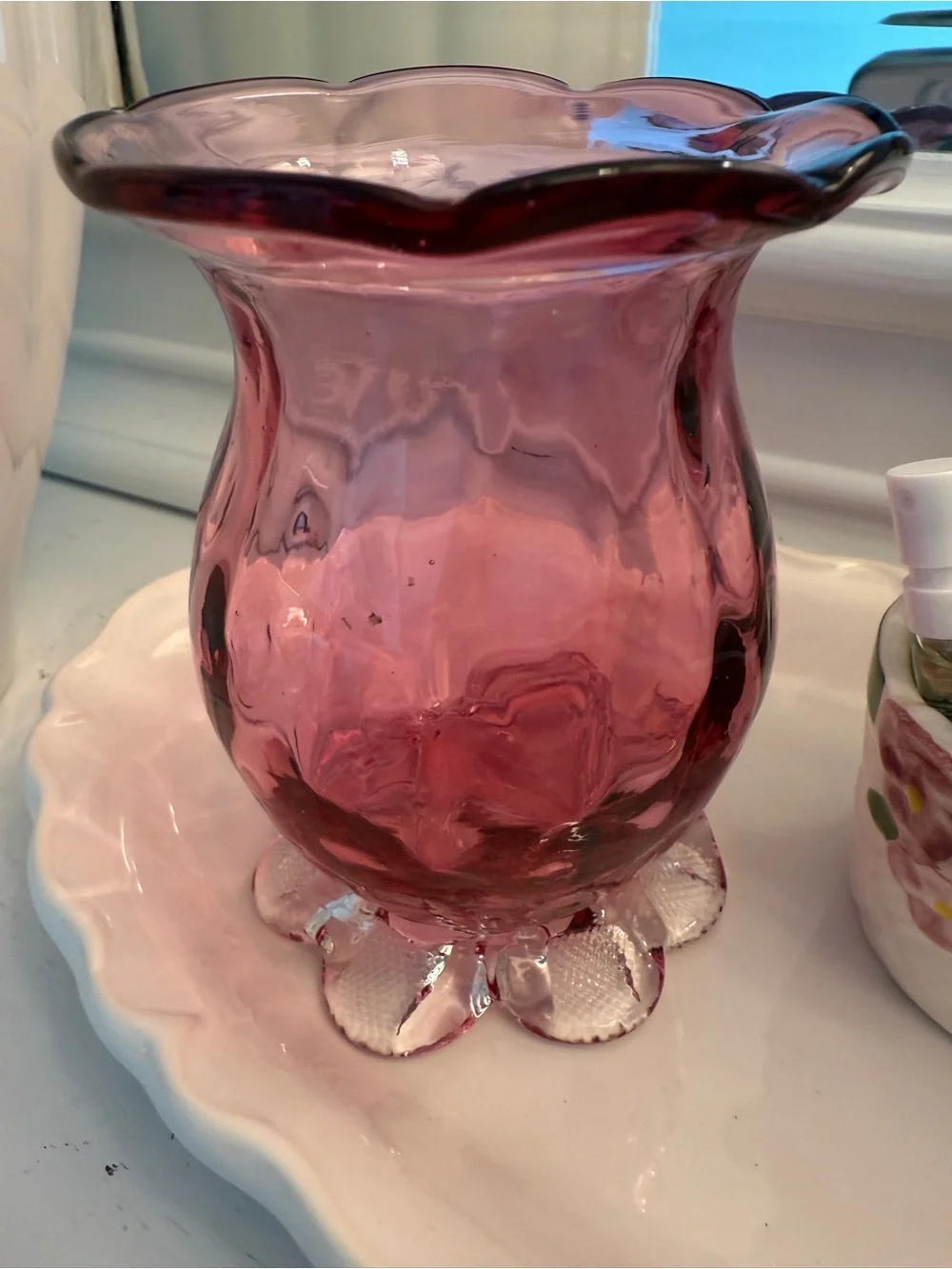 Vintage Pilgrim Cranberry Glass Vase